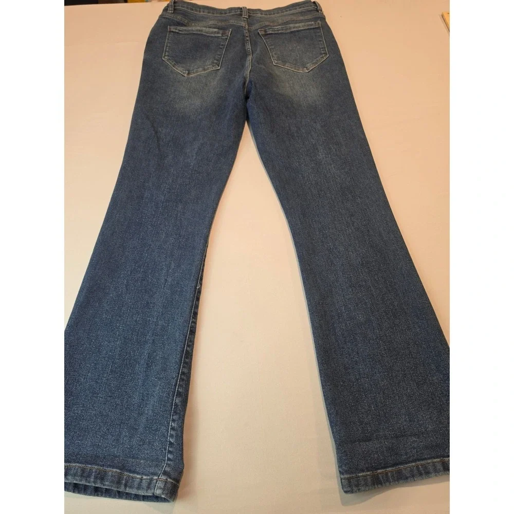 Kensie Jeans The Tessa High Rise Bootcut Distressed Dark Wash Denim Womens 12/31 - Picture 5 of 7